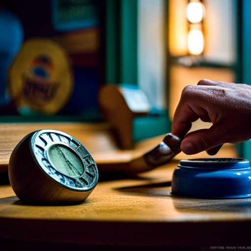 Cinja's fingers drum impatiently on the wooden bar as he waits for his drink. He fidgets with a quarter, rolling it between his fingers and spinning it on the countertop. His attention is drawn to a shiny quarter in the coin return of a rotary dial payphone with a cult of the dead cow sticker on the glass door. The dimly lit bar is filled with loud electronic music and deck jockeys looking for gigs. Ratz, the gruff bartender with a robotic arm, greets everyone as "Herr." A drunk man sleeps in a pool of drool nearby.