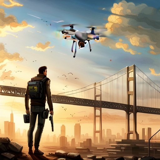 Lazarus sees the squatters' shelters and shops encrusting the cables and support struts of the bridge. He notices a hovering quadcopter drone with yellow and black safety stripes and a grappling hook. Irq is training his rats to do tricks while Starla sells wetware out of the back of her custom bike.