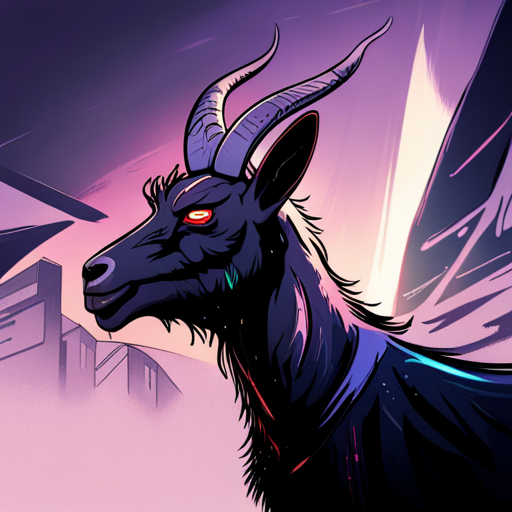 A black goat with backward curved horns and a strange glint in its eye stares at Zeb in the wet, grimey alley, suggesting dark magic and occult practices with loud bleats. 
