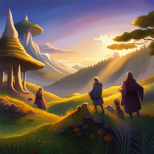 Zeb sees the mushroom elder surrounded by villagers in the sun-filled clearing. They all wear expressions of anticipation and excitement. The elder welcomes Zeb with a smile and wave, inviting him to join the circle for the Mushroom Ceremony. As the last rays of sunlight vanish, the clearing is bathed in a soft, ethereal glow, and the ceremony begins.

