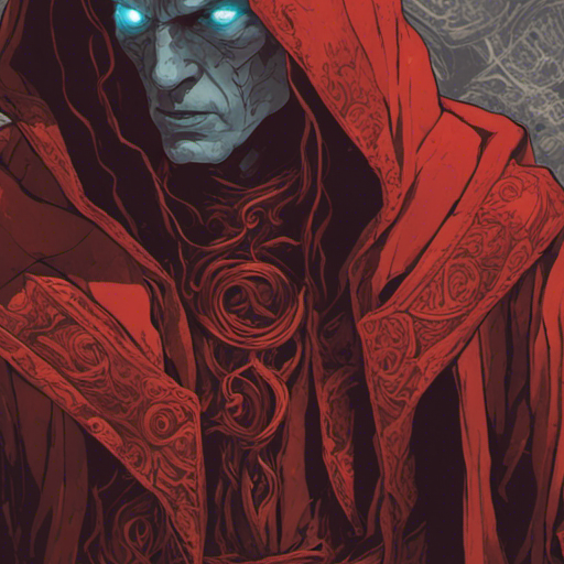 Thraeryn, an incredibly red man, carefully inspects the scrolls, his eyes scanning each one for curses or hexes. The ancient knowledge and powerful spells contained within the scrolls seem to captivate him, as he delves deeper into their secrets.