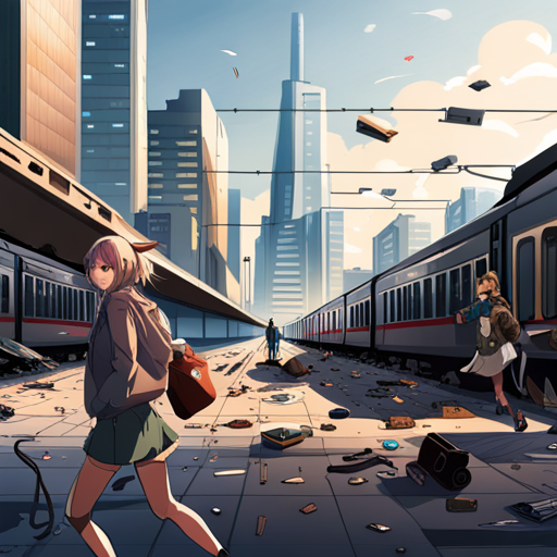 A woman's belongings scattered on the ground as people run past towards the train station, sirens blaring in the distance. 
