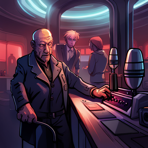 Zeb sees Ratz, a gruff, bald man with squinty brown eyes and a wrinkled face, pouring a dark liquid into a glass. Ratz has a Russian military prosthetic arm that jerks monotonously as he works. The dimly lit bar is filled with loud electronic music and deck jockeys. 
