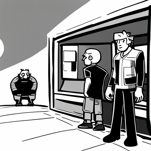 Wrewdison sees Zeb and Ben Brown in Loading Screen, with a vending machine nearby. They are engaged in conversation, but Wrewdison is not interested and moves on to the next room.
