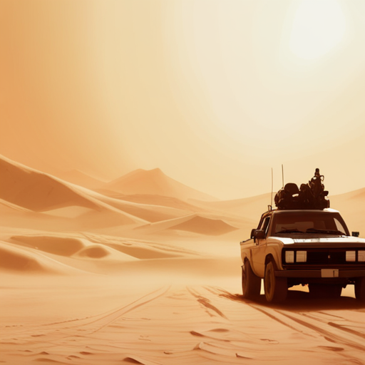 In the distance, a transport vehicle approaches through the dusty haze of The Deep Desert. Thraeryn can't make out any details yet, but it's coming fast. A shock worm wriggles nearby. 
