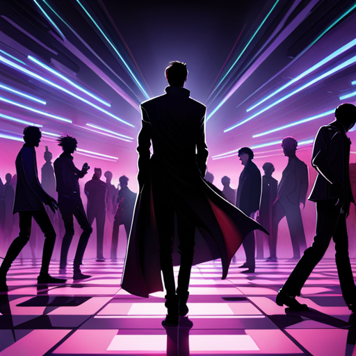 The pulsing lights cast shadows over the dancing goths on the crowded dance floor. Zeb is entranced by the hypnotic display, surrounded by Anesthesia and Rolf. 
