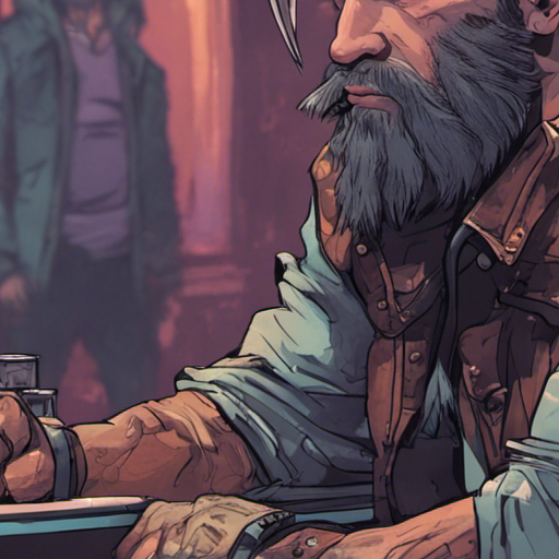 Zeb sees his reflection in the mirrored bar counter. Determination glints in his eyes. His weathered, bearded face exudes charisma. He knows he's ready for anything.