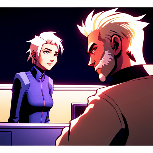 Zeb sees a young attendant with short blonde hair and a friendly smile at the reception desk in the Data Management Center. 
