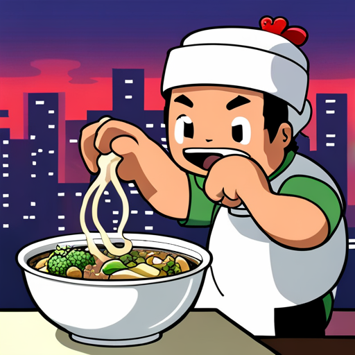 Slappy sees Kappa, a large turtle-like creature with a bowl on his head, expertly preparing tonkatsu ramen in the cozy Ramen Heaven restaurant. The smell of savory broth and noodles fills the air. Kappa is slightly damp and has magical powers related to food preparation.
