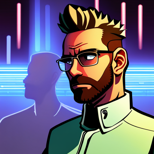 Zeb, a bearded man with a short mohawk, listens intently as he gazes at the holographic computer. His brow furrows in concentration as he tries to pinpoint the source of the constant ringing sound, which he determines is coming from the left side of his brain.