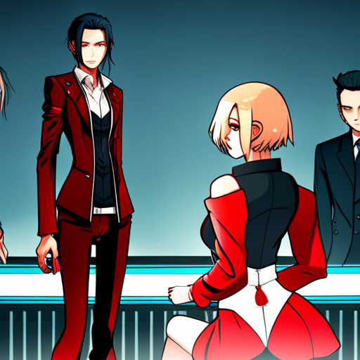 A pale woman in red vinyl stands at the bar, surrounded by goths. Wrewdison sees danger in her eyes.
