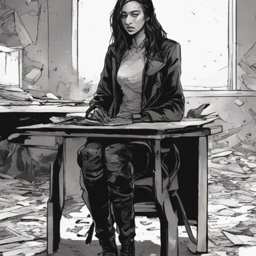 Thraeryn peeks into the burned-out office building, charred papers scattered on the floor. Among the wreckage, a glimmer catches their eye: a small safe tucked away in a corner. The survivors beside Thraeryn notice it too, their curiosity piqued.