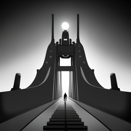 Fredrick sees the Heart of Gold's bridge as a mix of mundane and alien, with featureless white walls and strange glowing controls. The ship hums with hidden power. 
