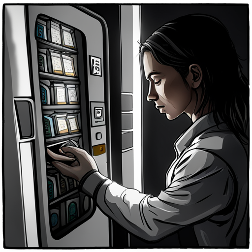 HylianHerring inserts a quarter into the vending machine and receives "The Complete Guide to Divination and Prophecy." Flipping through the pages, they see sections on augury, tarot, and scrying. Ben Brown's hologram and other characters are present.