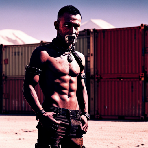 Wrewdison sees a shirtless man with leather pants and six piercings in his face nodding while wiping his mouth. They are standing in an outpost made of rotting shipping containers on the edge of a barren desert wasteland. The mechanic agrees with something and suggests finishing up the Scarab SRV to see what it can do.