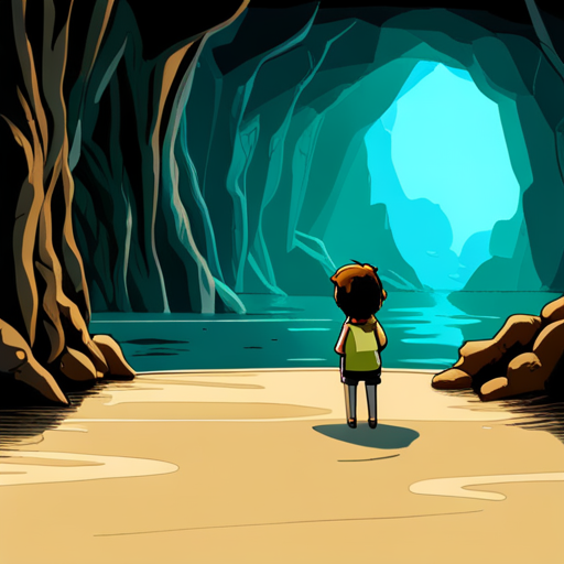 Squack gazes at the entrance of the underwater caves, their eyes wide with curiosity. The dark caverns are illuminated by a soft blue glow, casting eerie shadows on the rocky walls. The rushing water can be heard in the distance, adding a sense of excitement to the scene. Squack can't help but feel a mix of anticipation and wonder as they prepare to explore the unknown depths.

