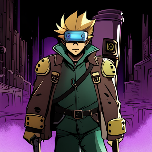 Zeb sees Cage, a pale man with greasy hair and tall boots, wearing glowing goggles and carrying a large pack and knife. They stand in the dark Underground rift.
