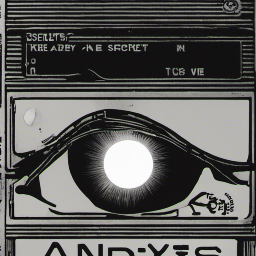 Andy's eyes focus on the label "secrets.txt" on the minidisc, their curiosity piqued. The label is written in bold, black letters against a white background, standing out starkly. The disc itself is small and shiny, reflecting the dim light of the flickering bulb above. The alley, wet from the rain, provides a grimey backdrop, with the word "Hell" spraypainted on the wall.