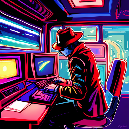 Texmechs sees Selenium, the Chrome web driver, and an old terminal with a monochrome screen and floppy disk drive on the Lower Deck of the Bridge. The LED strips provide dim lighting as he works on his Python script to scrape news websites. His mirrored shades and cowboy hat reflect the inverse light in the area. 
