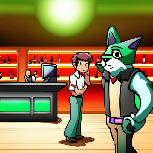 Mr Whiskers sees a dimly lit bar filled with deck jockeys and a sleeping drunk. Ratz, the bartender, stands behind the long wooden bar. The electronic music is loud and the only light comes from dim red bulbs. He spots an Ono Sendai Cyberspace 7 cyberdeck, a sleek black device with green and red LEDs lighting up the front, at the bar.