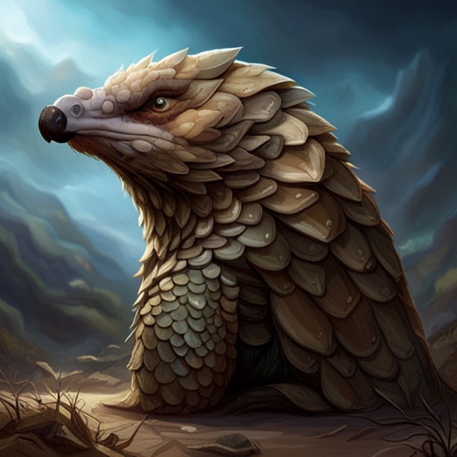In the photo, Thraeryn sees Pangolin, a human-sized pangolin mutant covered in armor-like scales. His long nose and sticky tongue are visible, and he looks like he's seen better days. Pangolin seems ready to trade, but only has weird berries to offer. The wind howls and sand and dust whip through the air, with a rocky formation providing the only shade.