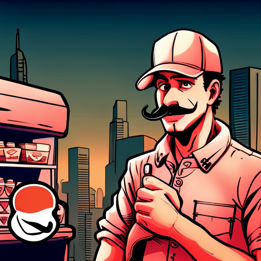 Tradespin sees a mustached man by a food cart selling falafel and giros with hot sauce. The man is from Israel and has military experience. The smell of spices is in the air. Falafel Guy smiles at Tradespin. 
